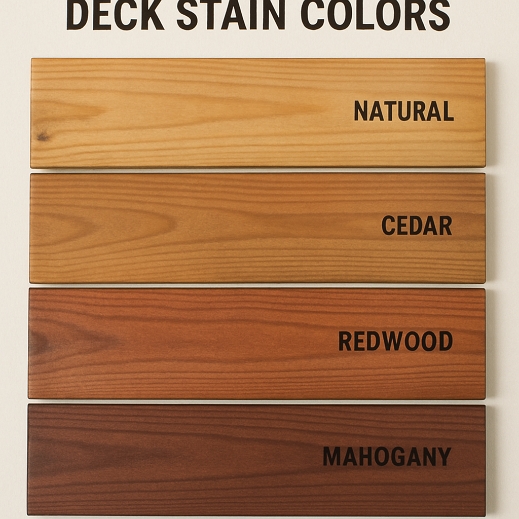 Various deck stain color samples
