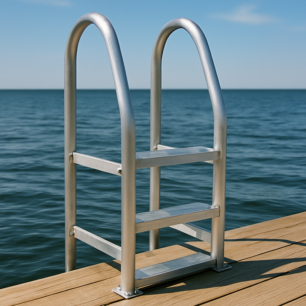 aluminum dock ladder on a sunny day