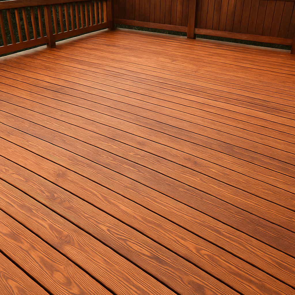 Beautifully stained wooden deck