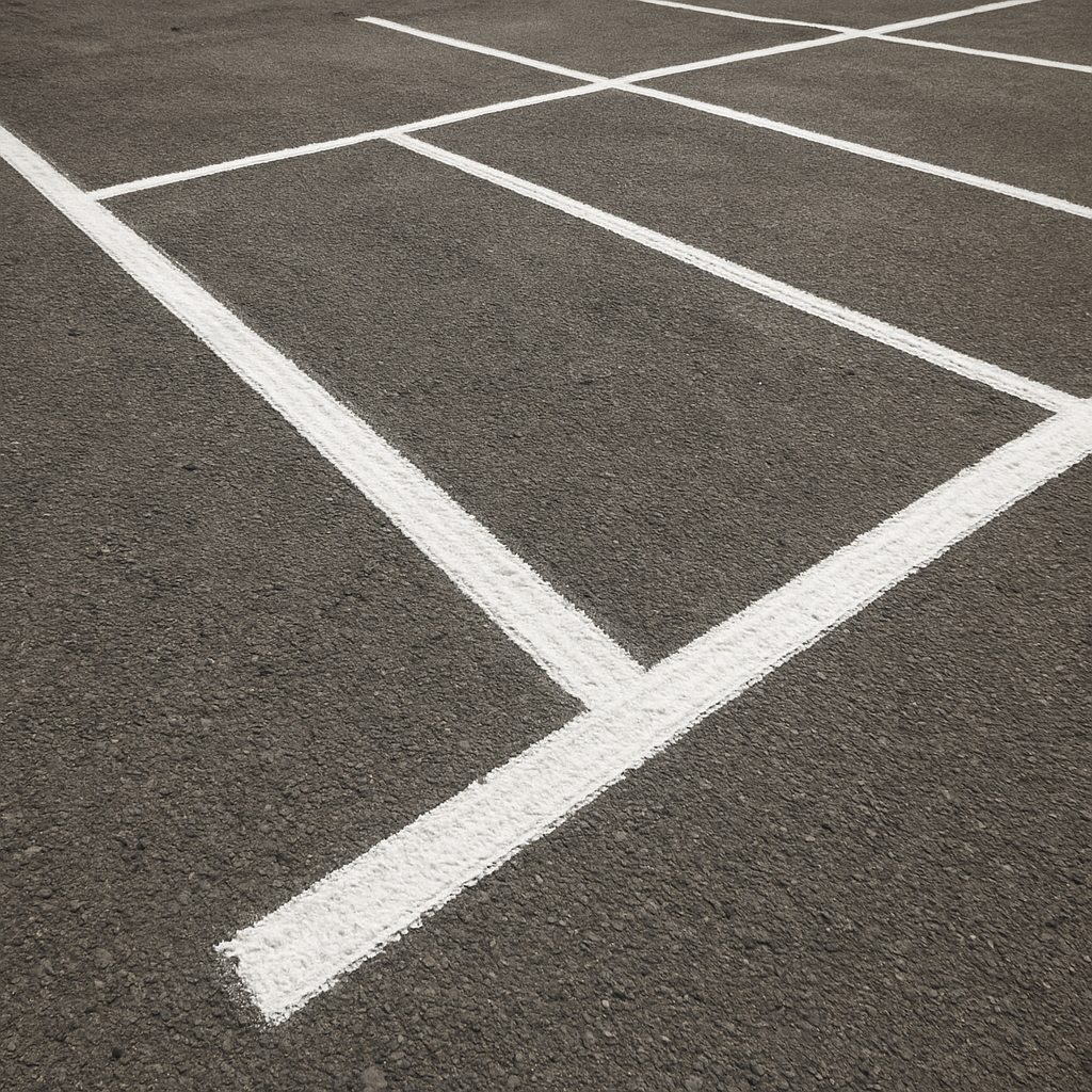 freshly painted parking lines